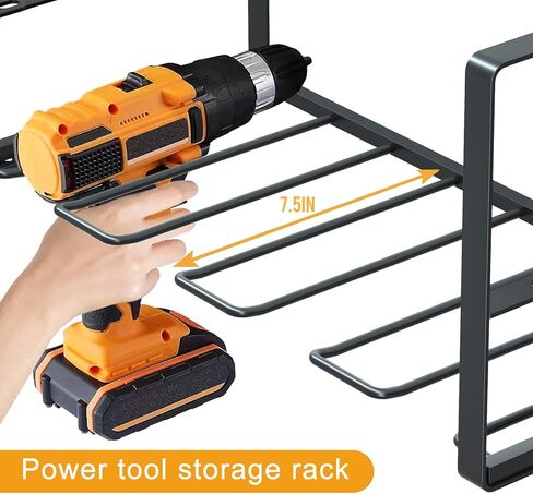 اريتلي منظم ادوات كهربائية - 4 حوامل للمثقاب، رف ادوات عائم من 3 طبقات، منظم ادوات معدني لاسلكي شديد التحمل، قاعدة شحن ممتازة للمثقاب ورف تخزين للمراب in Kuwait