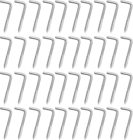 YXQ 50 قطعة خطاف منحني مربع، M4.7-50x18mm خطاف جداري على شكل حرف L زاوية قائمة لتعليق عرض المجوهرات، مطلي بالزنك in Kuwait