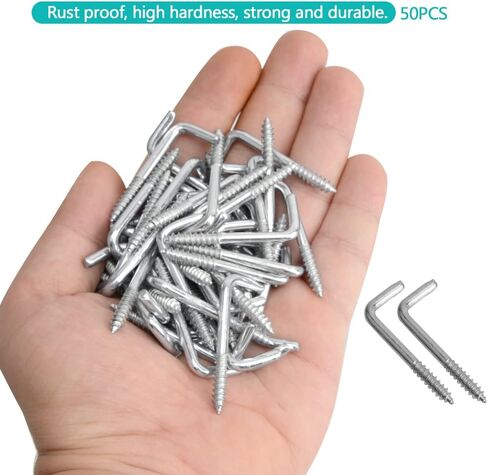 YXQ 50 قطعة خطاف منحني مربع، M4.7-50x18mm خطاف جداري على شكل حرف L زاوية قائمة لتعليق عرض المجوهرات، مطلي بالزنك in Kuwait