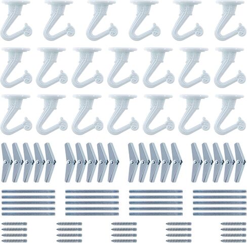 غلاركس 20 مجموعة/80 قطعة خطاف سقف 1 انش شديد التحمل مع براغي فولاذية واجنحة تبديل لتعليق النباتات وتركيب السقف وتثبيت تجويف الحائط، لمسة نهائية من المينا البيضاء in Kuwait