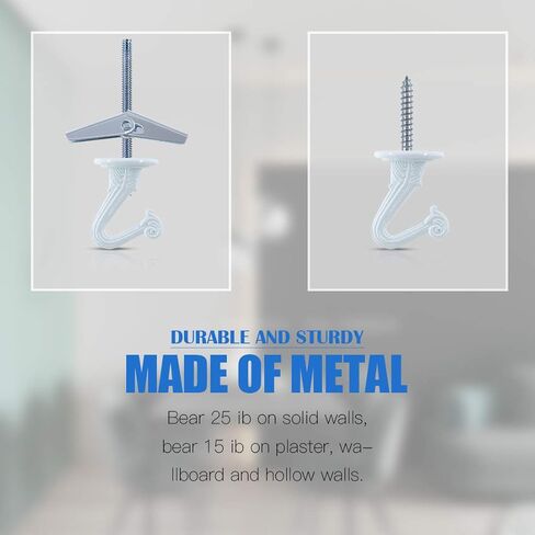 غلاركس 20 مجموعة/80 قطعة خطاف سقف 1 انش شديد التحمل مع براغي فولاذية واجنحة تبديل لتعليق النباتات وتركيب السقف وتثبيت تجويف الحائط، لمسة نهائية من المينا البيضاء in Kuwait