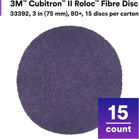 3M Cubitron II Roloc Fibre Disc, 786C, 33391, 3 in, 60+ Grit, 15 Pack, High Performance, Fast Cutting, Long Lasting | 15 Discs, Used for Automotive Grinding, Weld Blending, Deburring in Saudi Arabia