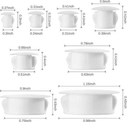 300 Pcs Plastic Hole Plugs White Screw Plugs Plastic Hole Cover Snap in Locking Hole Plug Flush Type Panel Round Hole Plugs for Kitchen Furniture Chair Cabinets Locking Hole(1/2 Inch, White, 300) in Saudi Arabia