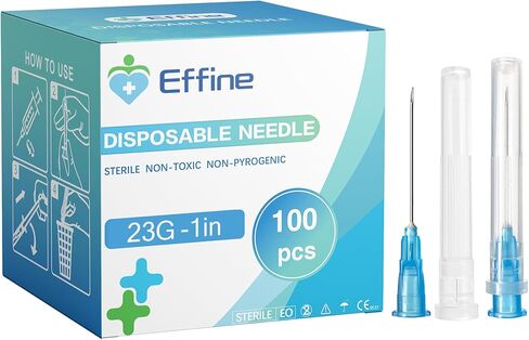 100 حزمة 23 إبرة مقاس 1 بوصة، إبر حقنة قفل Luer للمختبرات العلمية، الصناعية، 18G 20G 24G 25G 27G إبرة 1/2 بوصة in Kuwait