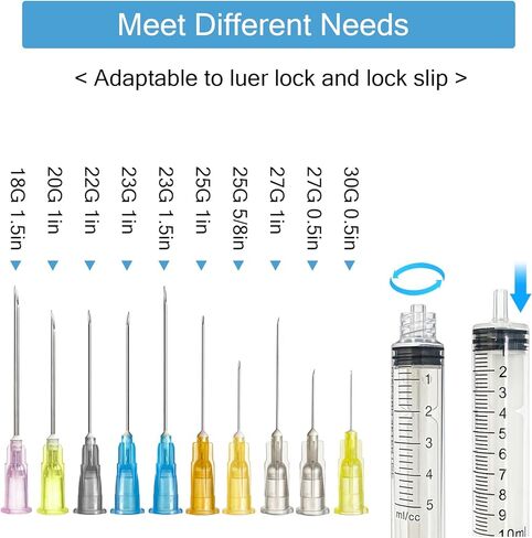 100 حزمة 23 إبرة مقاس 1 بوصة، إبر حقنة قفل Luer للمختبرات العلمية، الصناعية، 18G 20G 24G 25G 27G إبرة 1/2 بوصة in Kuwait