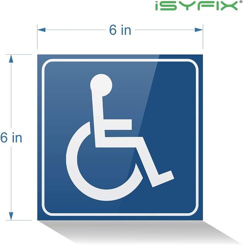 iSYFIX Handicap Signs Stickers Decal Symbol - 4 pack 6x6 inch - ADA Compliant - Premium Front Adhesive Vinyl for Applying inside the Window or Glass Door, Disabled Wheelchair Sign, Disability Sticker. in Kuwait