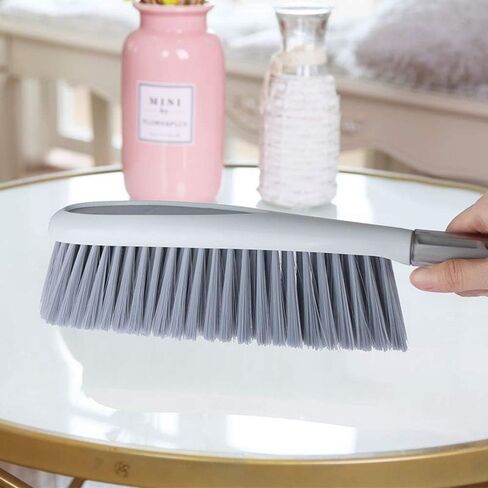 Dusting Brush, 13" Short Thick Firm Plastic Bristles, Medium Handheld Broom, Cleaning Heavier Litter, Workbench, Machine(Gray, 13 inch) in Kuwait