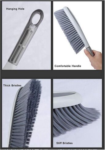Dusting Brush, 13" Short Thick Firm Plastic Bristles, Medium Handheld Broom, Cleaning Heavier Litter, Workbench, Machine(Gray, 13 inch) in Kuwait