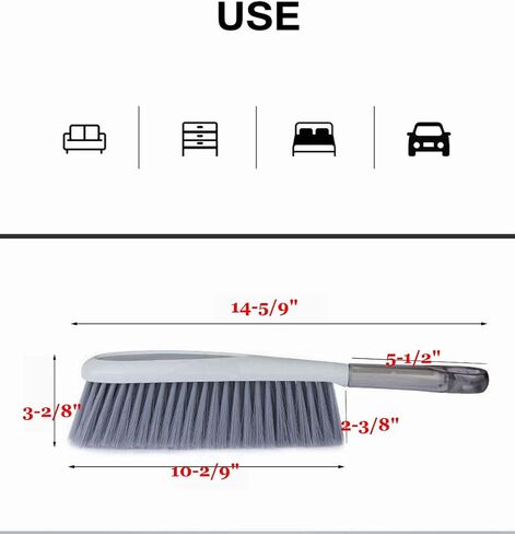 Dusting Brush, 13" Short Thick Firm Plastic Bristles, Medium Handheld Broom, Cleaning Heavier Litter, Workbench, Machine(Gray, 13 inch) in Kuwait