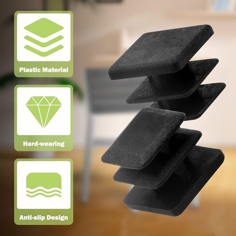 12 قطعة من Jiozermi قابس بلاستيكي مربع 3/4 بوصة، غطاء نهاية بلاستيكي مربع أسود، قابس نهائي للأثاث لأعمدة الأنابيب والكراسي والأثاث in Kuwait