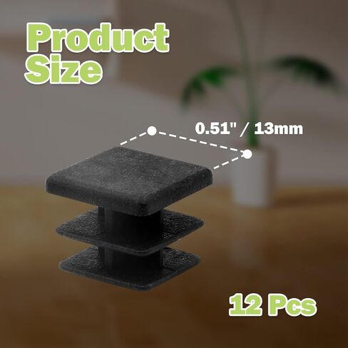 12 قطعة من Jiozermi قابس بلاستيكي مربع 3/4 بوصة، غطاء نهاية بلاستيكي مربع أسود، قابس نهائي للأثاث لأعمدة الأنابيب والكراسي والأثاث in Kuwait