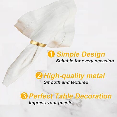 حلقات المناديل الذهبية - 10 قطع من حلقات المناديل المصنوعة من الفولاذ المقاوم للصدأ، حلقة منديل معدنية لإعدادات الطاولة وطاولة العشاء وحفلات الزفاف والكريسماس (نصف دائرة ذهبية غير لامعة) in Kuwait