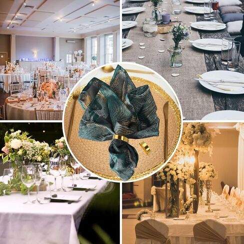 حلقات المناديل الذهبية - 10 قطع من حلقات المناديل المصنوعة من الفولاذ المقاوم للصدأ، حلقة منديل معدنية لإعدادات الطاولة وطاولة العشاء وحفلات الزفاف والكريسماس (نصف دائرة ذهبية غير لامعة) in Kuwait