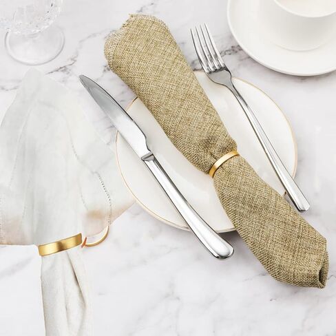 حلقات المناديل الذهبية - 10 قطع من حلقات المناديل المصنوعة من الفولاذ المقاوم للصدأ، حلقة منديل معدنية لإعدادات الطاولة وطاولة العشاء وحفلات الزفاف والكريسماس (نصف دائرة ذهبية غير لامعة) in Kuwait