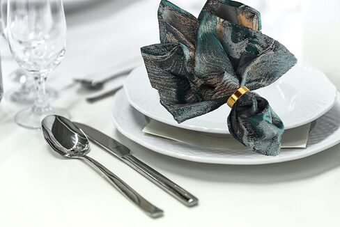 حلقات المناديل الذهبية - 10 قطع من حلقات المناديل المصنوعة من الفولاذ المقاوم للصدأ، حلقة منديل معدنية لإعدادات الطاولة وطاولة العشاء وحفلات الزفاف والكريسماس (نصف دائرة ذهبية غير لامعة) in Kuwait