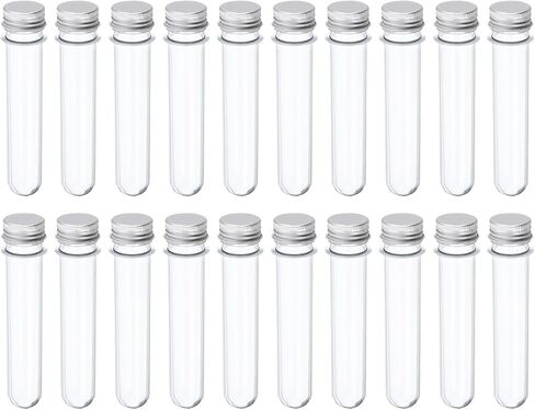 YOKIVE 80 قطعة أنبوب اختبار بلاستيكي 45 مل مع أغطية لولبية، غطاء ألومنيوم | رائعة لتزيين المنزل، والمختبر، والاستخدام اليومي (شفاف، 140 × 25 مم) in Kuwait