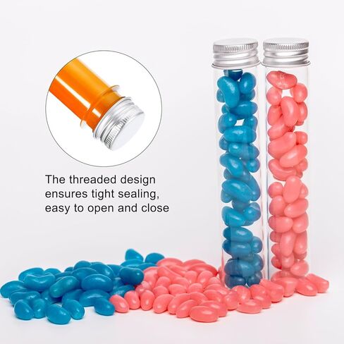 YOKIVE 80 قطعة أنبوب اختبار بلاستيكي 45 مل مع أغطية لولبية، غطاء ألومنيوم | رائعة لتزيين المنزل، والمختبر، والاستخدام اليومي (شفاف، 140 × 25 مم) in Kuwait