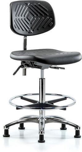 LabTech Seating LT42875 Class 100 غرفة نظيفة من البولي يوريثين كرسي بمقعد مرتفع قاعدة كروم، حلقة قدم من الكروم، تنزلق in Saudi Arabia