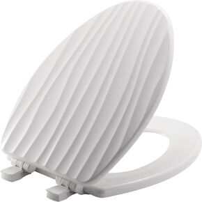MAYFAIR 33SLOW 000 Sculptured Basket Weave Toilet Seat will Slow Close and Never Loosen, ROUND, Durable Enameled Wood, White