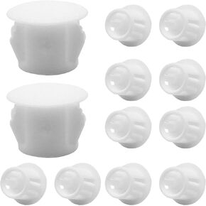 50Pcs White Plastic Hole Plugs, 5/16Inch (8mm) Round Flush Mount Hole Plug Panel Plug Snap for Table, Chair, Furniture