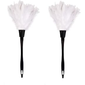 Turkey Feather Dusters for Cleaning Home Blinds Kitchen car Office, Eco-Friendly Reusable （2 pcs Rose red）