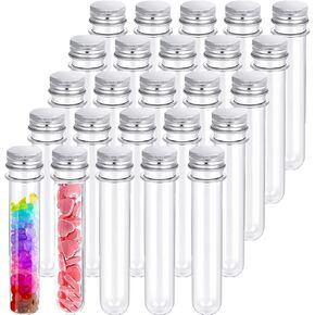 25 قطعة من أنابيب الاختبار 40 مل، أنابيب بلاستيكية شفافة مع أغطية للنباتات، التجارب العلمية، تزيين الحفلات، الحلوى، ملح الاستحمام، كرة العلكة in Kuwait