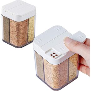 2 عبوة 4 في 1 ملح بلاستيكي وفلفل - 8 موزع توابل فارغ مع فتحات قابلة للتعديل، علب توابل شفافة للسفر والتوابل لبرطمانات التخييم والمنزل والمطاعم والمطبخ والطبخ وشرائح الشواء in Kuwait