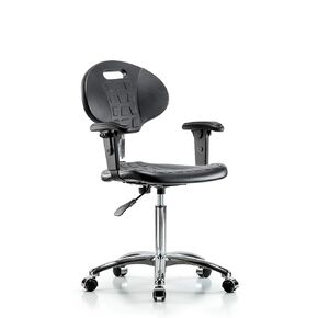 LabTech Seating LT40788 فئة 10 غرفة نظيفة توليب بولي يوريثين كرسي مقعد متوسط ​​قاعدة كروم، أذرع، عجلات من الكروم in Kuwait