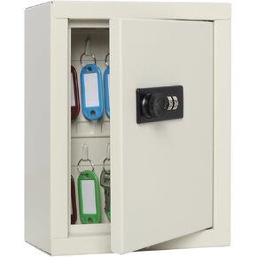 Key Box, Key Cabinet with 40 Hooks for Key Organizer, Security Key Lock Box Wall Mount, Black
