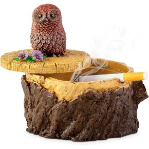 Grovind Outdoor Ashtrays for Cigarettes Cute Resin Squirrel Ashtray with Lid for Home and Garden