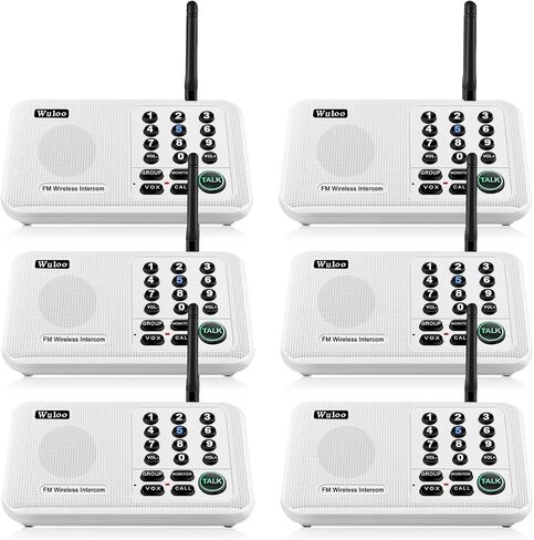 Wuloo Intercoms Wireless for Home 5280 Feet Range 10 Channel 3 Code, Wireless Intercom System for Home House Business Office, Room to Room Intercom, Home Communication System (4 Units Set, White) in Kuwait