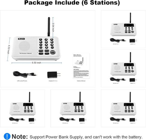 Wuloo Intercoms Wireless for Home 5280 Feet Range 10 Channel 3 Code, Wireless Intercom System for Home House Business Office, Room to Room Intercom, Home Communication System (4 Units Set, White) in Kuwait