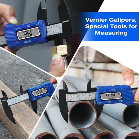 فرجار رقمي JMMRRR، أداة قياس فرجار رقمية مقاس 6 بوصات مع شاشة LCD كبيرة، ميزة الإيقاف التلقائي، سهولة التبديل من جزء متري بوصة (أزرق) in Kuwait