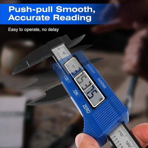 فرجار رقمي JMMRRR، أداة قياس فرجار رقمية مقاس 6 بوصات مع شاشة LCD كبيرة، ميزة الإيقاف التلقائي، سهولة التبديل من جزء متري بوصة (أزرق) in Kuwait