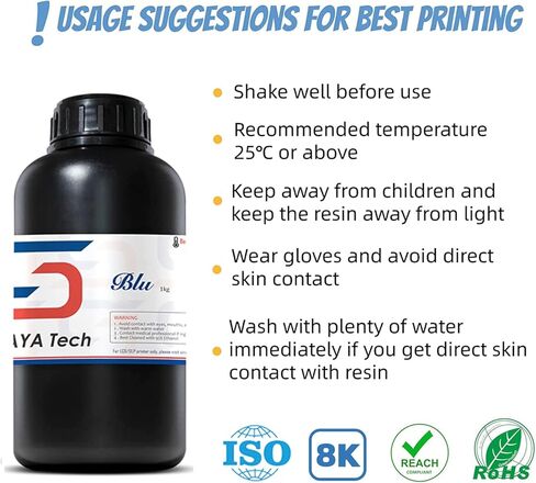 Siraya Tech Blu Lava Black: Ultra-Tough PC-Like 3D Printing Resin | High-Strength, High-Resolution, Functional Printing, Engineering-Grade Printer Resin for LCD/DLP Printers (1kg) in Kuwait