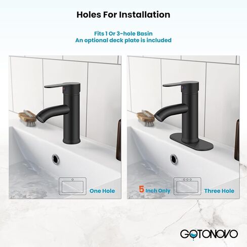 gotonovo Bathroom Sink Faucet Single Hole Single Handle Stainless Steel Black and Brushed Nickel Bathroom Vanity Faucet Farmhouse Basin Sink Faucet with Supply Line in Kuwait