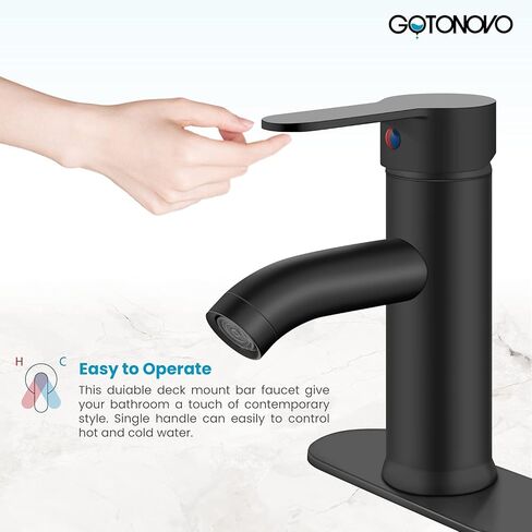 gotonovo Bathroom Sink Faucet Single Hole Single Handle Stainless Steel Black and Brushed Nickel Bathroom Vanity Faucet Farmhouse Basin Sink Faucet with Supply Line in Kuwait