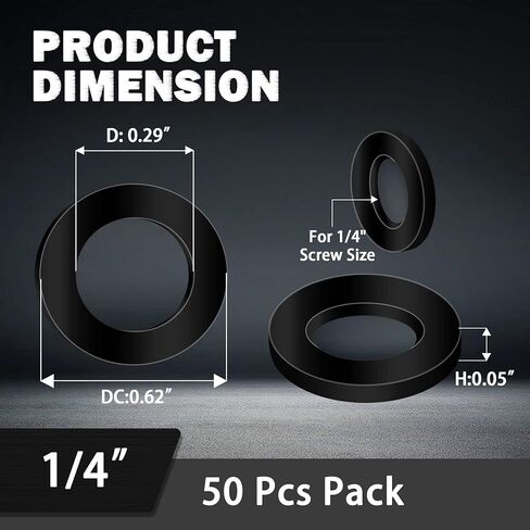 غسالات مسطحة للبراغي والمسامير، 18-8 غسالات من الفولاذ المقاوم للصدأ تناسب مثبتات 1/4 بوصة (عبوة من 50 قطعة) in Kuwait