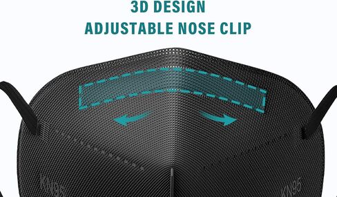 LEMENT 25pcs KN95 Face Mask Black 5 Layer Cup Dust Safety Masks Filter Efficiency≥95% Breathable Elastic Ear Loops Black Masks in Kuwait