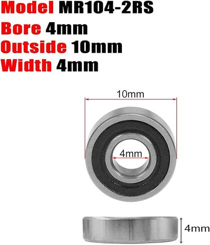 محامل كروية صغيرة من Donepart 4 مم × 10 مم × 4 مم MR104 2RS Minature Ball Bearings مزدوجة معدنية محمي للمحركات الصغيرة، فيدجيت سبينر، الآلات الصناعية، إلخ (10 حزم) in Saudi Arabia