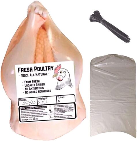 Poultry Shrink Bags-Clear 13" x 18" Chickens or Turkey-w/zip ties included/2.5 Mil/Freezer Safe (10, 13X18) in Saudi Arabia