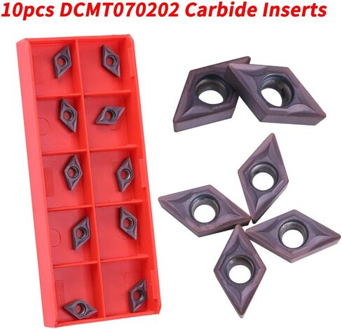 BstXqty 10 قطع/مجموعة من حشوات أطراف الكربيد باستخدام الحاسب الآلي، DCMT070202 قطع شفرة كربيد مخرطة طحن إدراج أداة تحول مع صندوق للفولاذ العادي، الفولاذ المقاوم للصدأ العادي، الفولاذ العادي in Kuwait