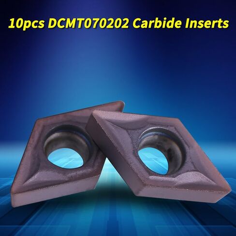 BstXqty 10 قطع/مجموعة من حشوات أطراف الكربيد باستخدام الحاسب الآلي، DCMT070202 قطع شفرة كربيد مخرطة طحن إدراج أداة تحول مع صندوق للفولاذ العادي، الفولاذ المقاوم للصدأ العادي، الفولاذ العادي in Kuwait