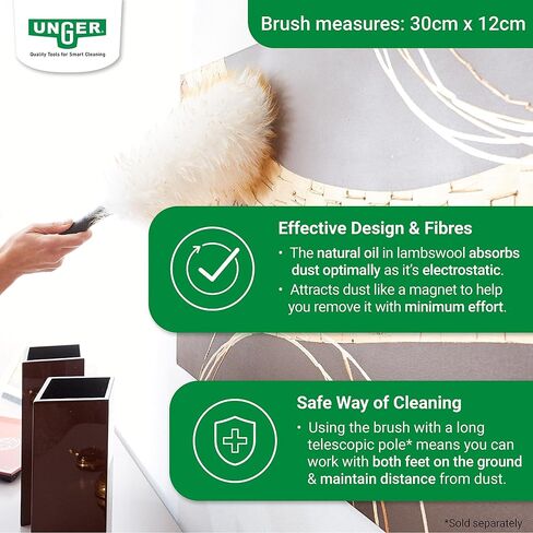 Unger Extendable Lamb’s Wool Duster – Extends to 43" – Dusters for Cleaning, Extendable Duster, Duster with Extension Pole, Long Handle Duster, Great for Ceiling Fans, Moldings, Bookcases & Windows in Kuwait