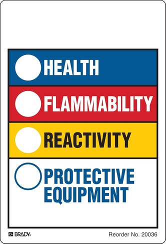 Brady 20036LS Hazardous Communication and Right-to-Know Labels, Coated, Paper, 3.875" x 4", Black/Blue/Red/Yellow On White (Pack of 100) in Saudi Arabia