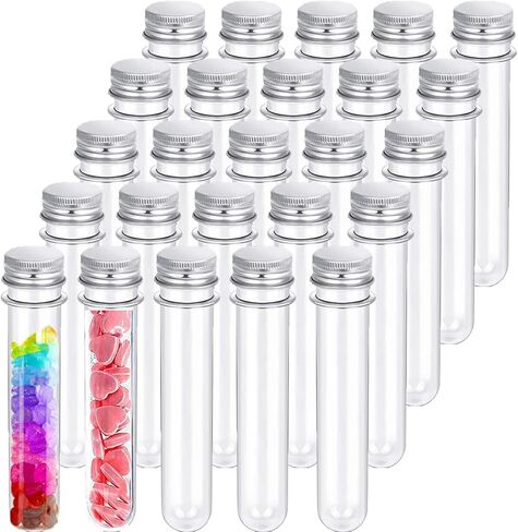 25 قطعة من أنابيب الاختبار 40 مل، أنابيب بلاستيكية شفافة مع أغطية للنباتات، التجارب العلمية، تزيين الحفلات، الحلوى، ملح الاستحمام، كرة العلكة in Kuwait