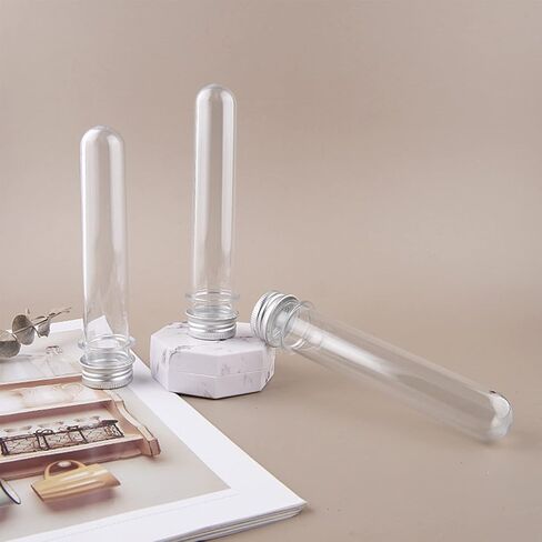 25 قطعة من أنابيب الاختبار 40 مل، أنابيب بلاستيكية شفافة مع أغطية للنباتات، التجارب العلمية، تزيين الحفلات، الحلوى، ملح الاستحمام، كرة العلكة in Kuwait