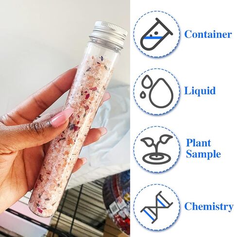 25 قطعة من أنابيب الاختبار 40 مل، أنابيب بلاستيكية شفافة مع أغطية للنباتات، التجارب العلمية، تزيين الحفلات، الحلوى، ملح الاستحمام، كرة العلكة in Kuwait