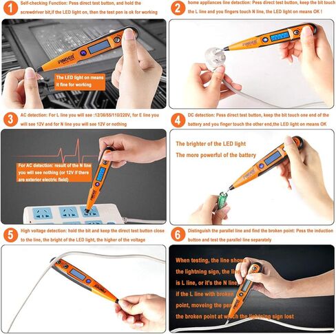 فايندر قلم رقمي للكشف عن الجهد الكهربائي 12 فولت - 220 فولت تيار مستمر وتيار متردد، مسبار كهربائي ذكي لاصلاح واكتشاف الاجهزة المنزلية in Kuwait