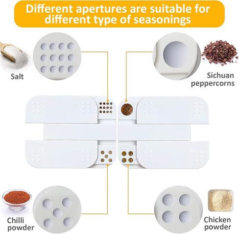 2 عبوة 4 في 1 ملح بلاستيكي وفلفل - 8 موزع توابل فارغ مع فتحات قابلة للتعديل، علب توابل شفافة للسفر والتوابل لبرطمانات التخييم والمنزل والمطاعم والمطبخ والطبخ وشرائح الشواء in Kuwait